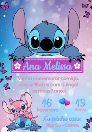 Invitación de cumpleaños Stitch – Estático – Convites e Artes Digitais