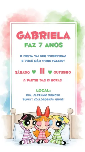 Convite Aniversário Meninas Super Poderosas para Editar