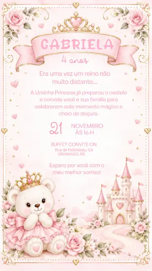 Invitación de cumpleaños Princesas – Estático – Convite On