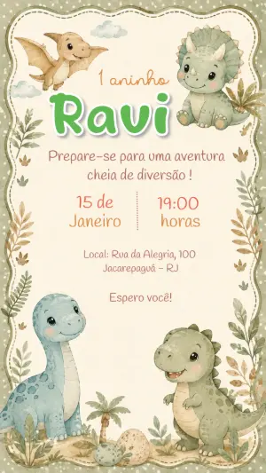 Invitación de cumpleaños Dinosaurio – Estático – Felicity Artes