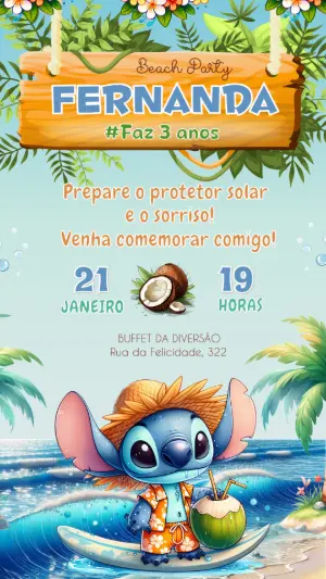 Stitch Birthday Invitation – Static – Felicity Artes
