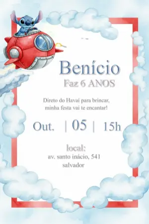 Invitación de cumpleaños Stitch – Estático – CollorGraph Convites