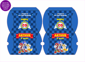 Caixa Travesseiro Festa Sonic para Editar Online