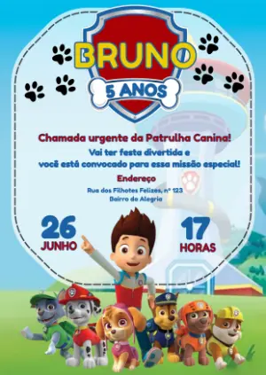 Invito di compleanno Paw Patrol – Statico – Clara Caroline 