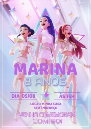 Invitation d'anniversaire KPop Demon Hunters – Statique – Fernando Martins