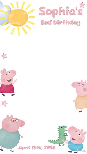 Editable Peppa Pig Birthday Photo Frame Template