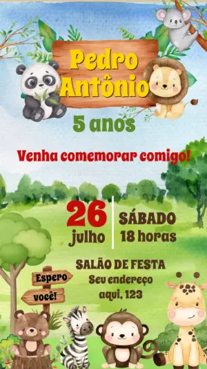 Safari Birthday Invitation – Static – Convite digital - Edite você mesmo