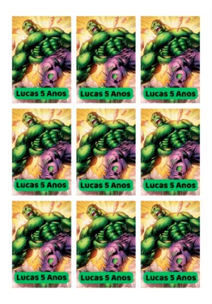 Tag de Aniversário Hulk Editável para Imprimir e Personalizar