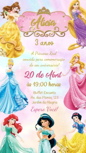 Invito di compleanno Principesse – Statico – Lily Arts Design