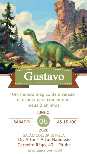 Invitación de cumpleaños Dinosaurio – Estático – CollorGraph EDITOR