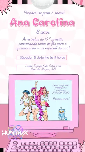 Invitation d'anniversaire KPop Demon Hunters – Statique – Felicity Artes