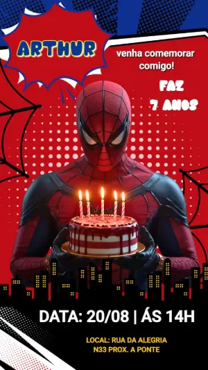 Convite de Aniversário Homem-Aranha Filme para Editar