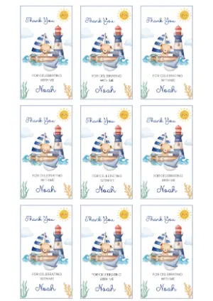 Editable Nautical Bear Baby Shower Favor Tag Template