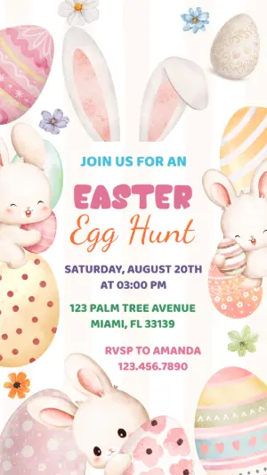 Cute Easter Egg Hunt Invitation | Editable Digital Template