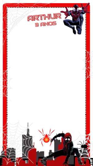 Moldura de Aniversário Homem-Aranha Miles Morales para Editar
