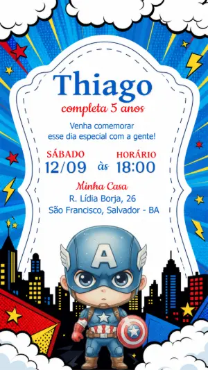 Convite de Aniversário Capitão América Baby para Editar