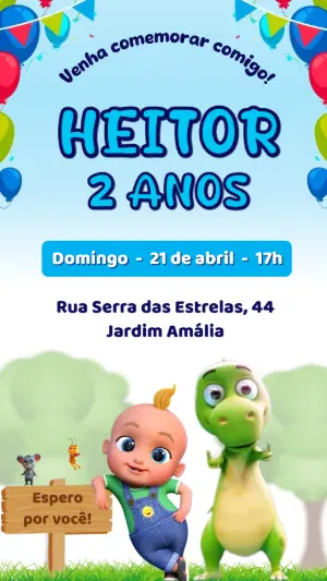 Convite de Aniversário Infantil Bebê e Dinossauro para Editar