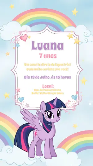 Convite de Aniversário My Little Pony para Editar Online