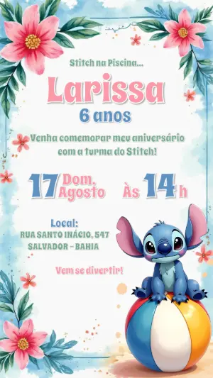 Invitación de cumpleaños Stitch – Estático – CollorGraph Convites