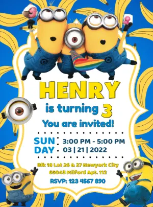 Editable Minions Birthday Invitation for Your Party