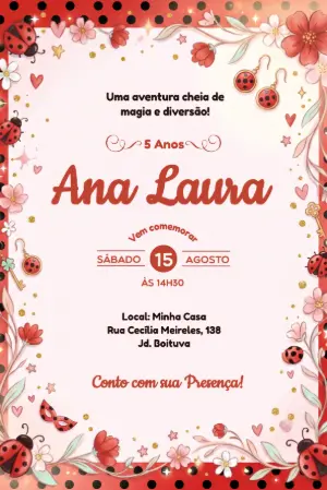 Convite de Aniversário Miraculous Ladybug para Editar Online