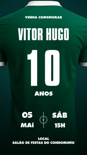 Convite de Aniversário Futebol Estilo Camisa para Editar