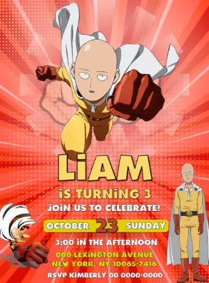 One Punch Man Birthday Invitation to Edit Online