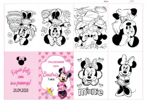 Lembrancinha Minnie: Livro de Colorir para Editar e Imprimir