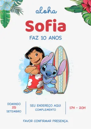 Invitación de cumpleaños Stitch – Estático – Pixel Lab