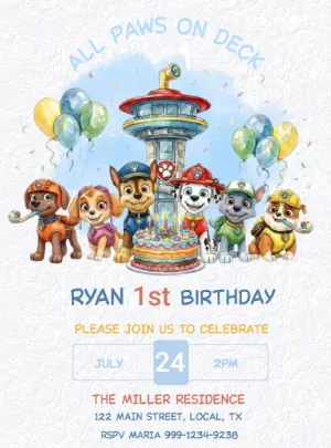 Editable Paw Patrol Birthday Invitation for a Fun Party