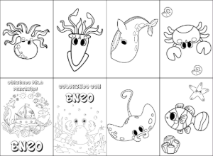 Mini Livro de Colorir Fundo do Mar para Editar Online