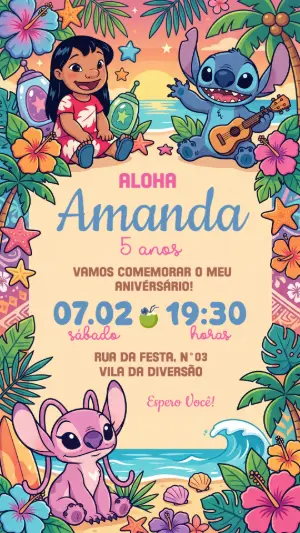 Stitch Birthday Invitation – Static – Convide aê!