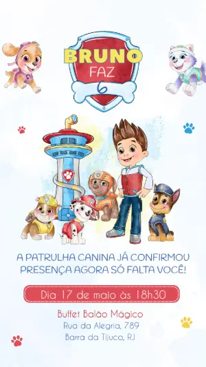 Invito di compleanno Paw Patrol – Statico – Felicity Artes