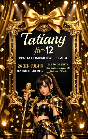Invitation d'anniversaire KPop Demon Hunters – Statique – Convite digital - Edite você mesmo