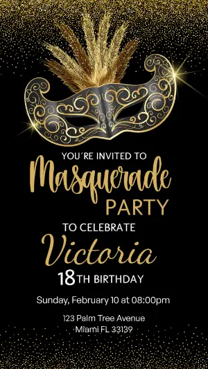 Masquerade Ball Quinceañera Invitation