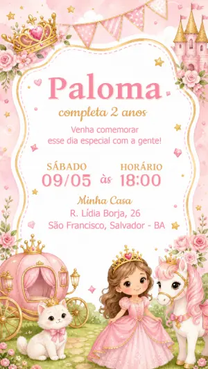 Invitación de cumpleaños Princesas – Estático – CollorGraph EDITOR