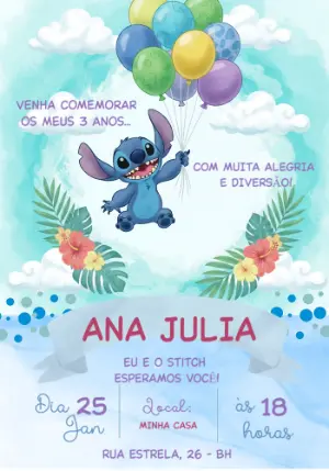 Invitación de cumpleaños Stitch – Estático – Priscila