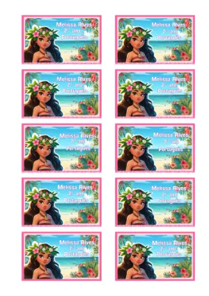 Etiqueta Escolar Moana Tropical para Editar e Imprimir