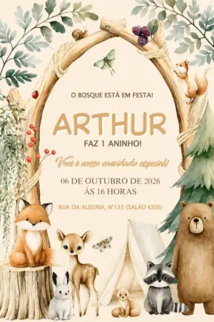 Animals Birthday Invitation – Static – Borboleta Convites