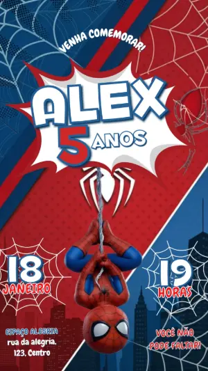 Convite Animado Homem Aranha: Modelo Infantil para Editar