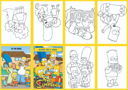 Livrinho de Colorir Os Simpsons para Aniversário Editável
