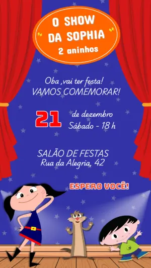 Convite de Aniversário Show da Luna para Menina Editável