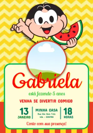 Convite Digital Editável Aniversário Infantil Tema Magali