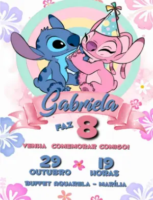 Invitación de cumpleaños Stitch – Estático – Gabi Personalizados