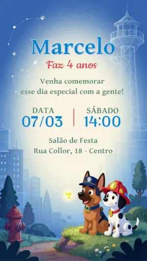 Invito di compleanno Paw Patrol – Statico – CollorGraph EDITOR