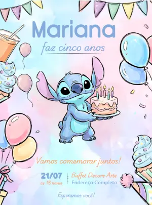 Stitch Birthday Invitation – Static – Decore Arte