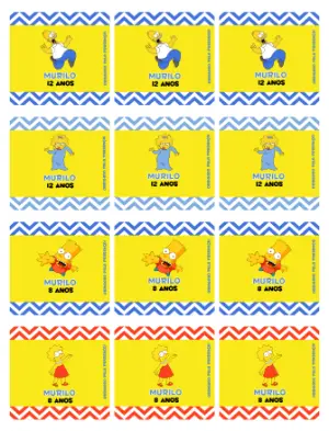Adesivo para Bala Personalizada Simpsons para Aniversário Modelo Editável