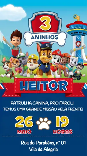 Invito di compleanno Paw Patrol – Statico – Festôu Convites