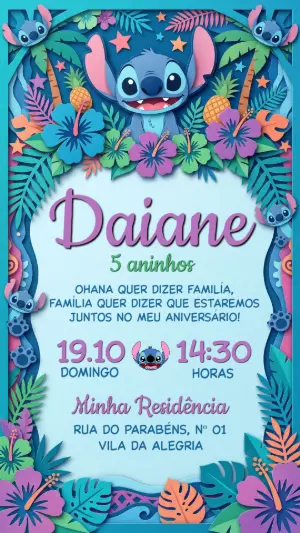 Stitch Birthday Invitation – Static – Festôu Convites