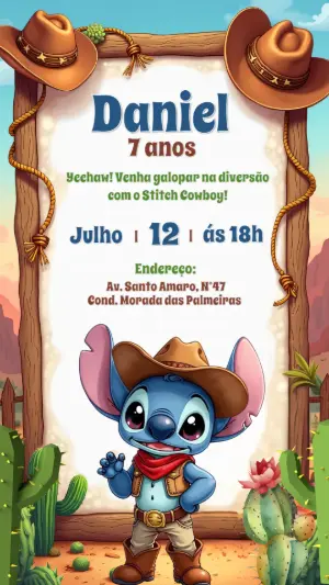 Invitación de cumpleaños Stitch – Estático – CollorGraph Convites